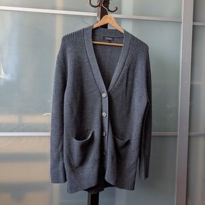 Banana Republic Washable Merino Blend Gray Button-Up Cardigan - Large